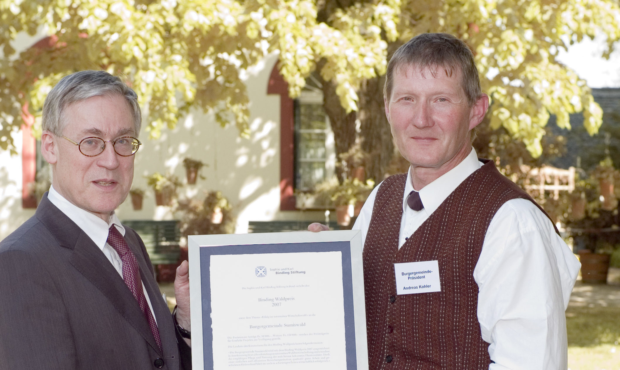 Bürgergemeinde Sumiswald (BE) – 2007 - Sophie und Karl Binding Stiftung - Umwelt – Soziales – Kultur: Headerbild